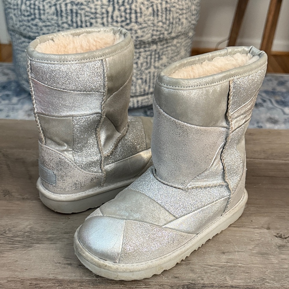 Ugg Silver Kids Classic II Short Patchwork Boots
